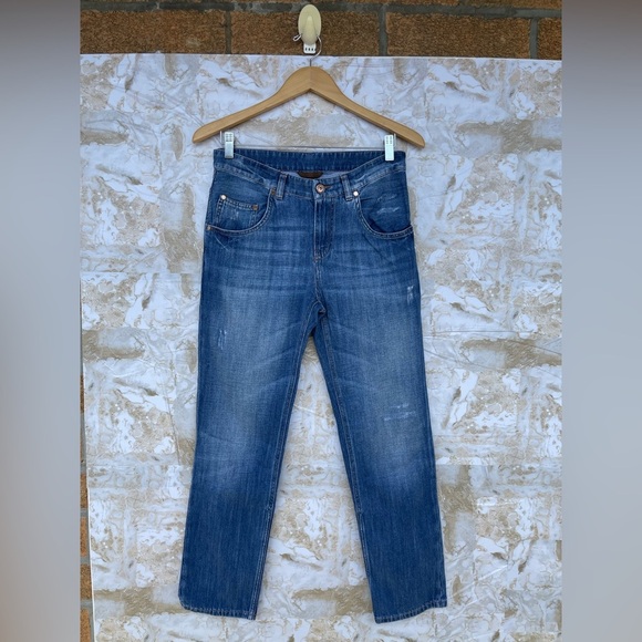 Brunello Cucinelli Low‑Slung Relaxed Jeans – Size 4, Medium Wash, Made in Italy - Picture 1 of 12